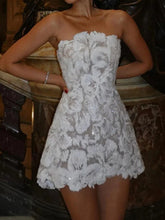 Flower Mesh Sleeeless Tube Evening Mini Dresses